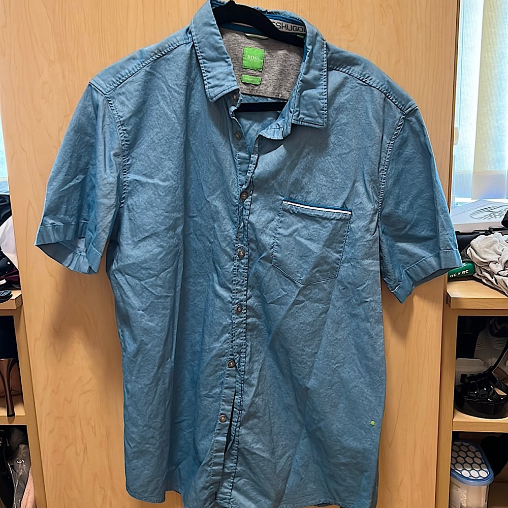 Hugo boss mens casual button down short sleeve shirt XXL